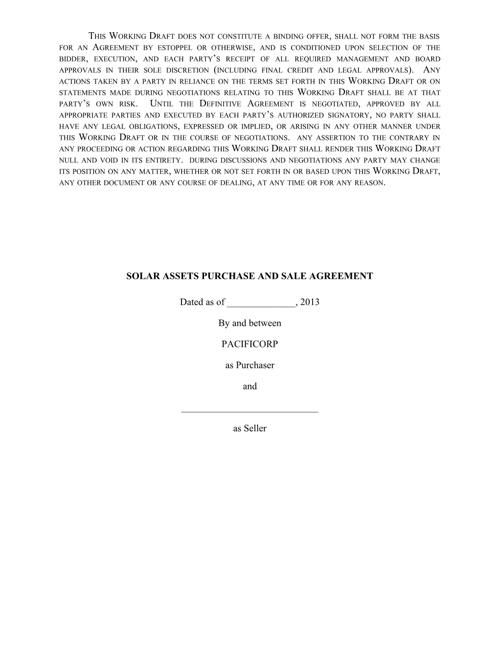 Solar Assets Purchase and Sale Agreement