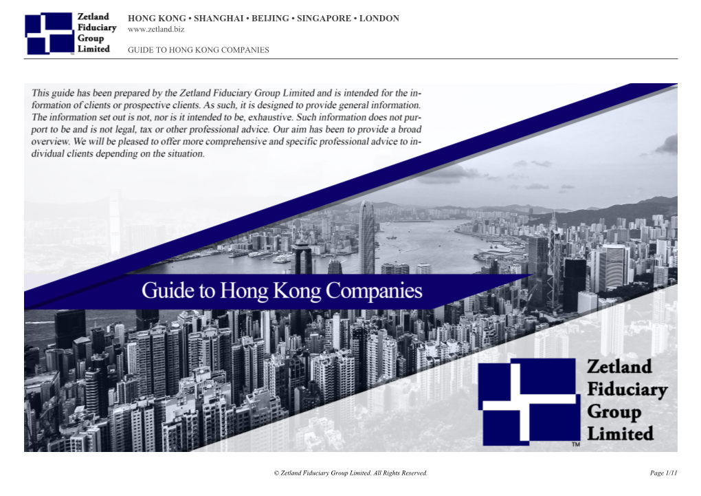 Guide to Hong Kong Companies | Zetland Fiduciary Group