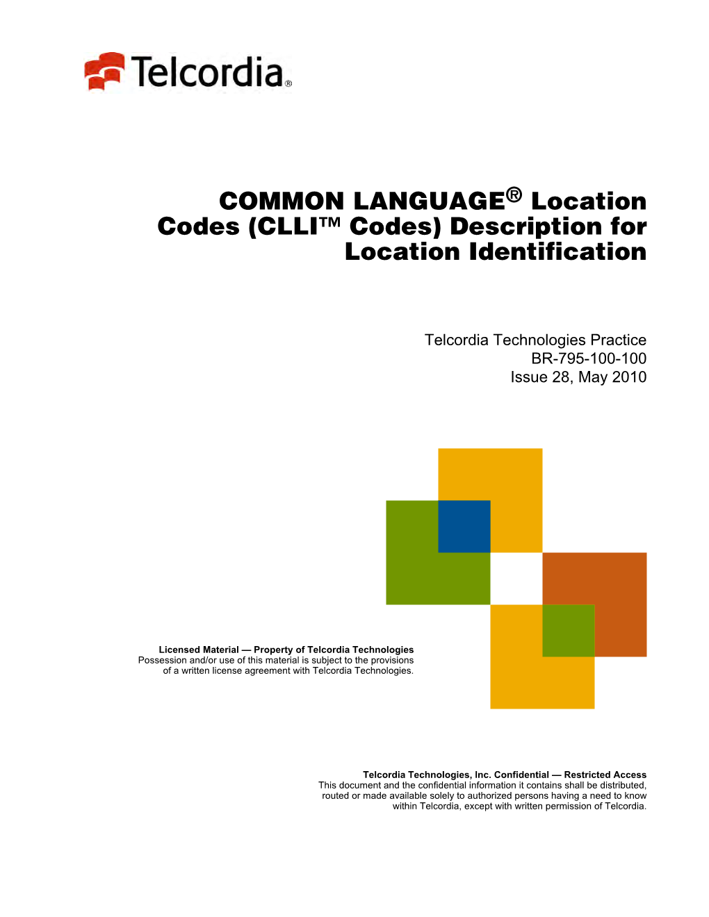 CLLI™ Codes) Description for Location Identification