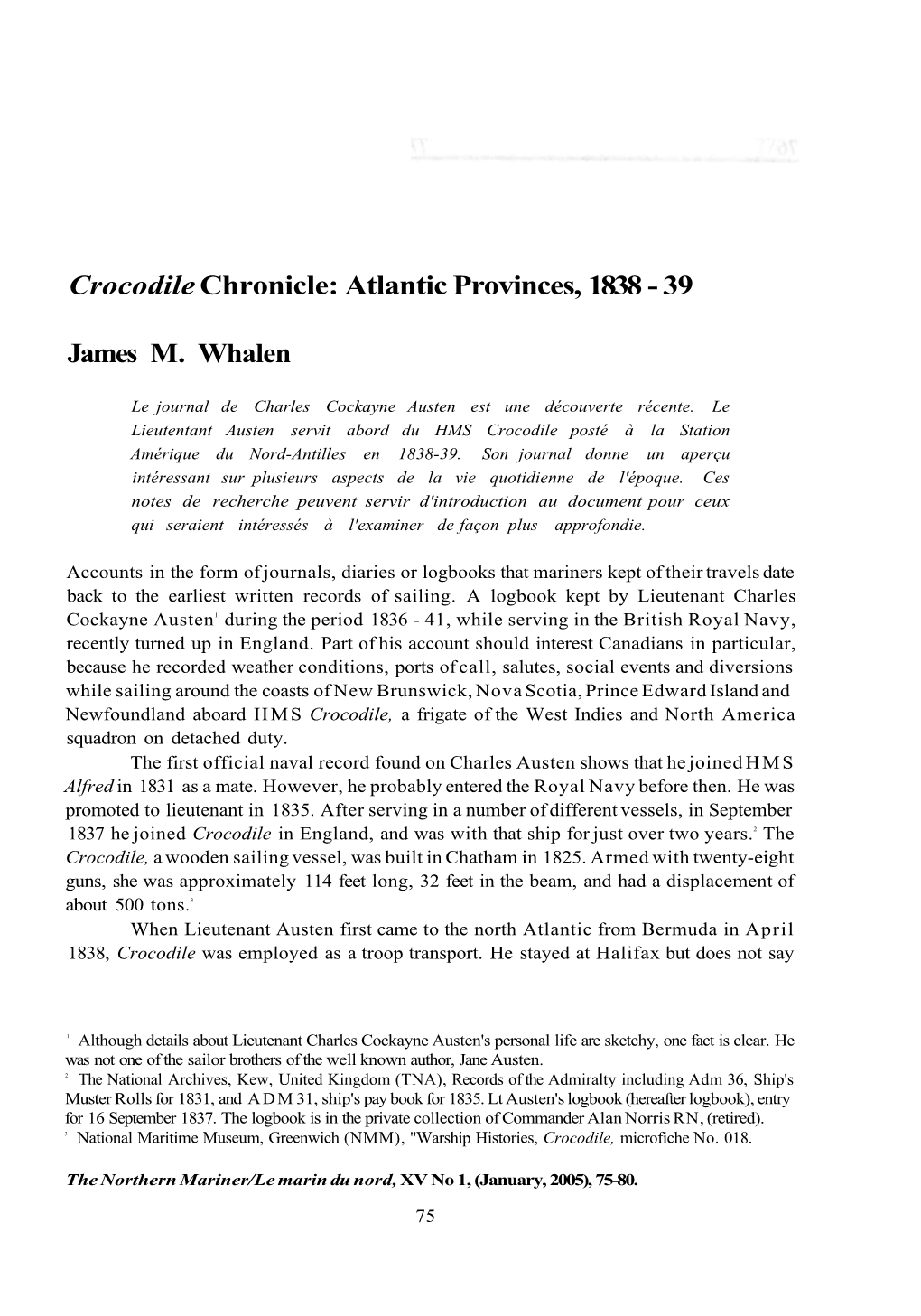 Crocodilechronicle: Atlantic Provinces, 1838