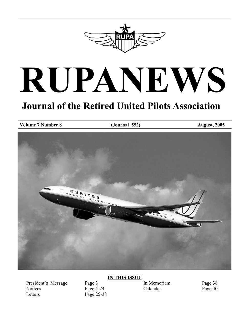 Journal of the Retired United Pilots Association