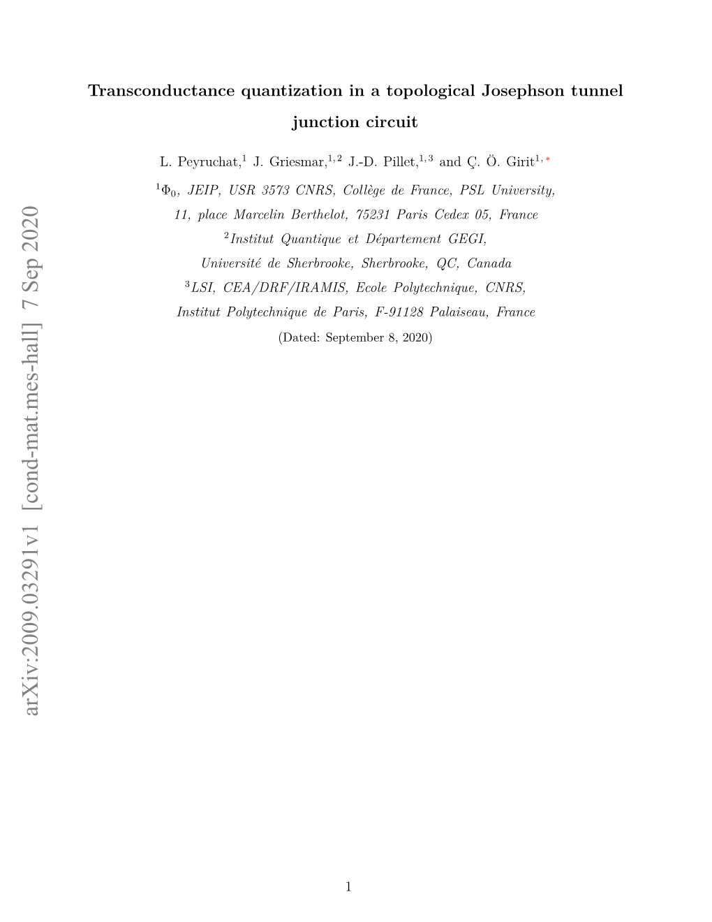 Transconductance Quantization in a Topological Josephson Tunnel Junction Circuit