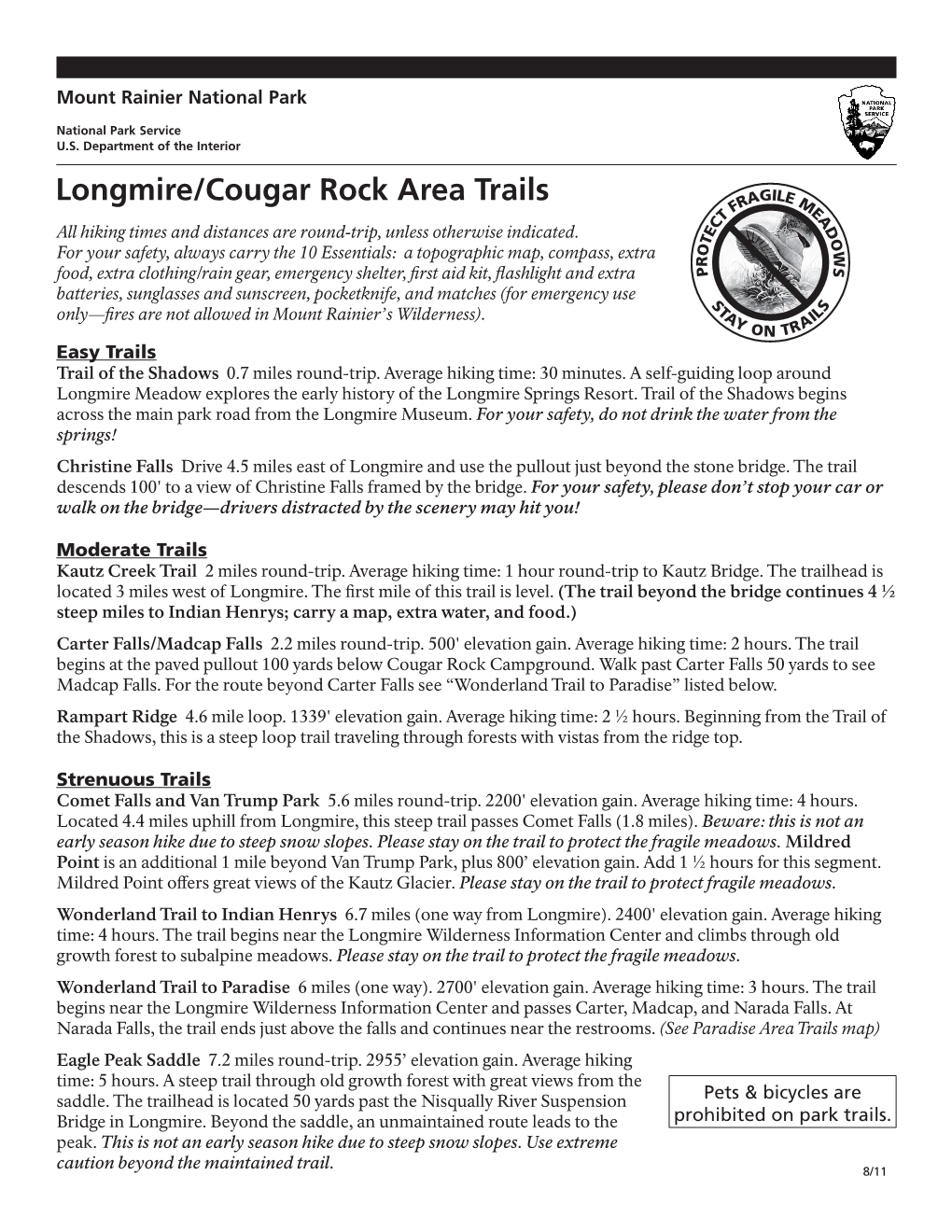 Longmire/Cougar Rock Area Trails