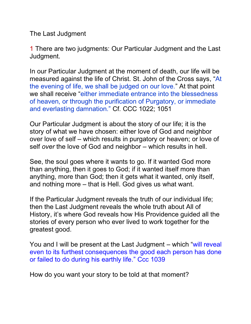 Our Particular Judgment and the Last Judgment. in Our Particular