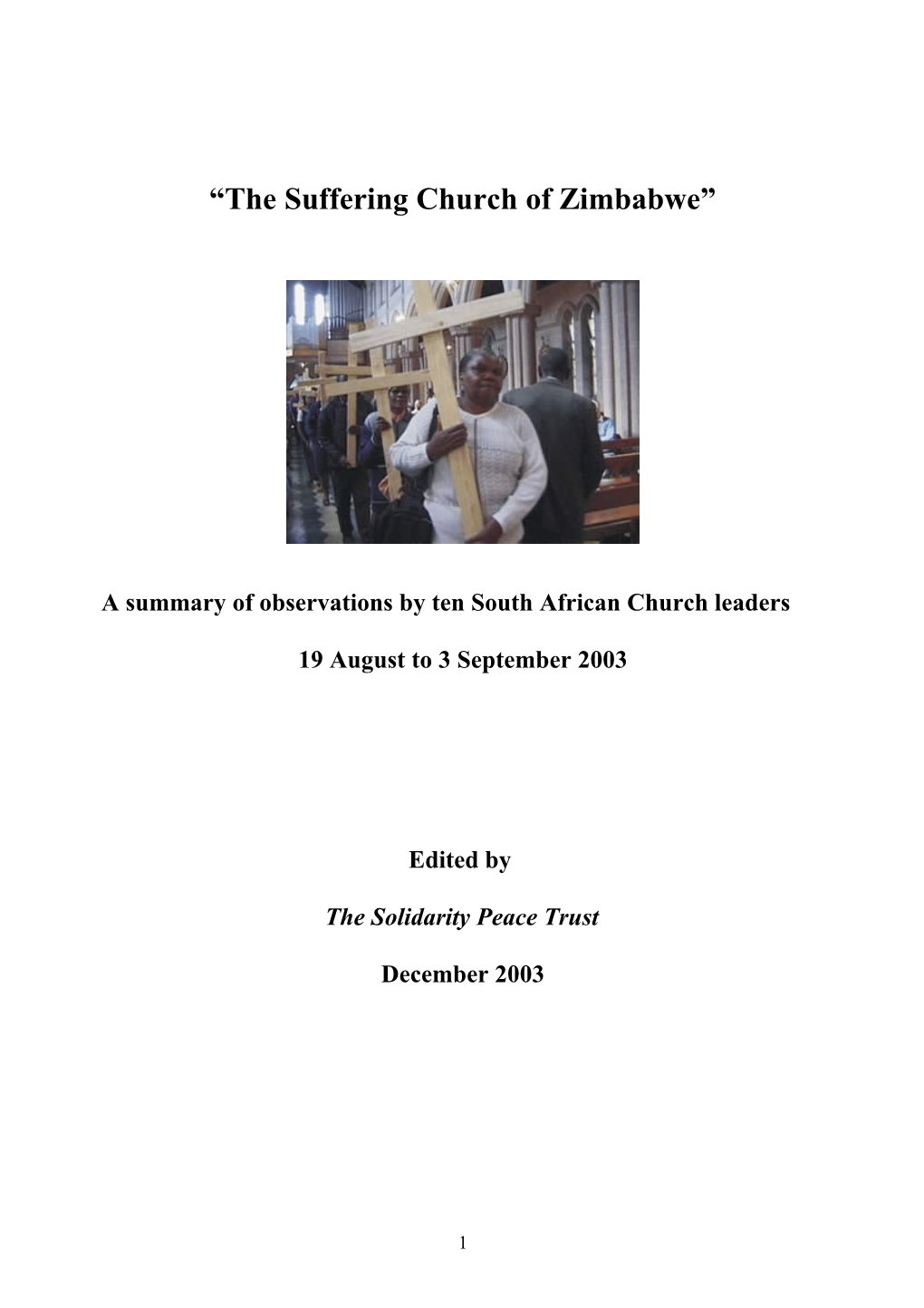 The Suffering Church of Zimbabwe