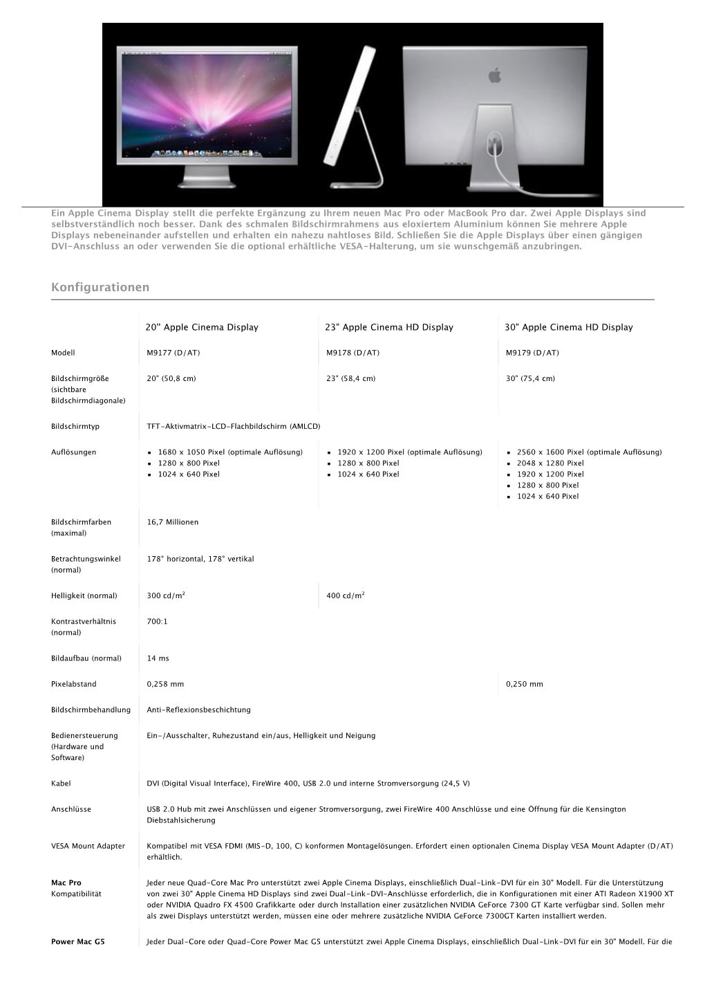 Apple Cinema Display Stellt Die Perfekte Ergänzung Zu Ihrem Neuen Mac Pro Oder Macbook Pro Dar