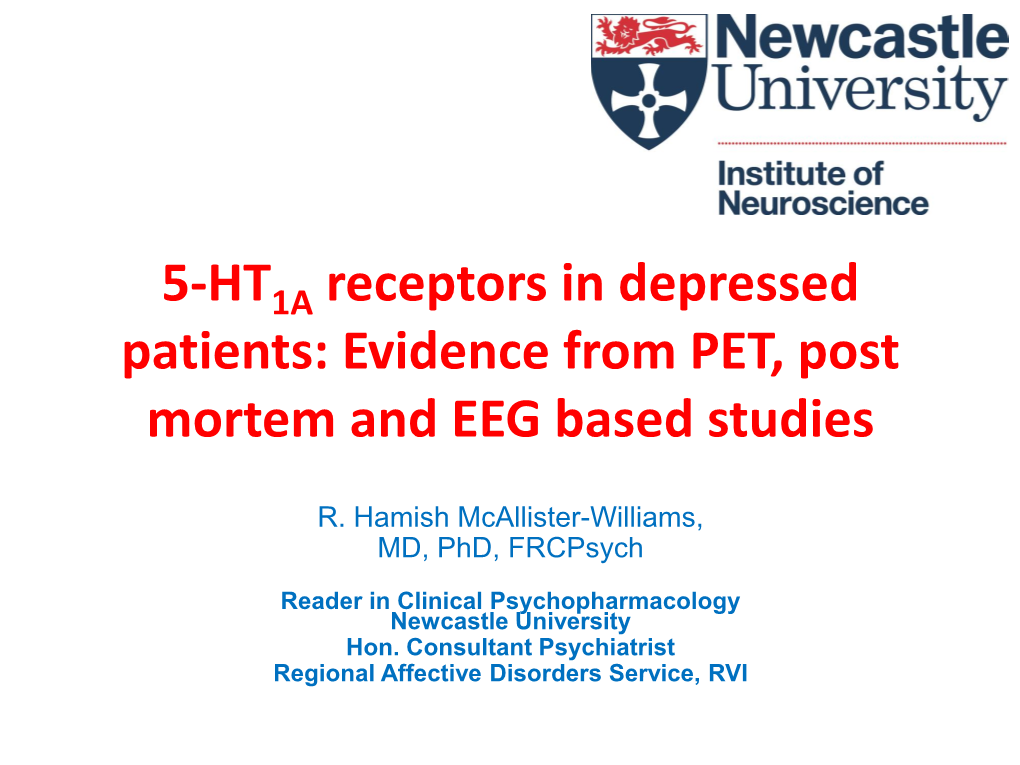 5-HT Receptors in Depressed Patients