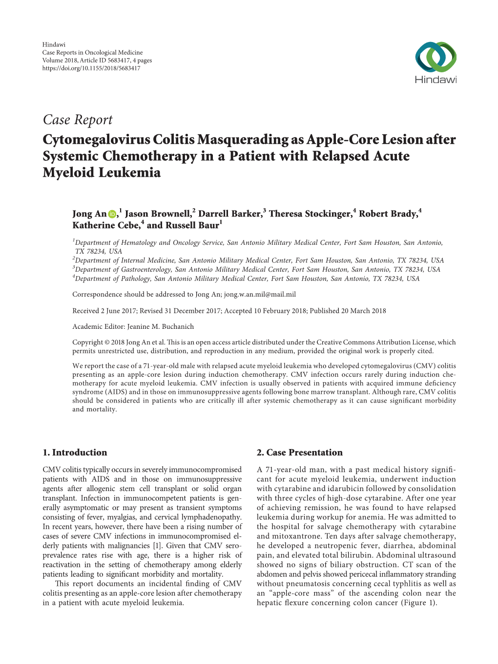 Cytomegalovirus Colitis Masquerading As Apple-Core Lesion After Systemic Chemotherapy in a Patient with Relapsed Acute Myeloid Leukemia