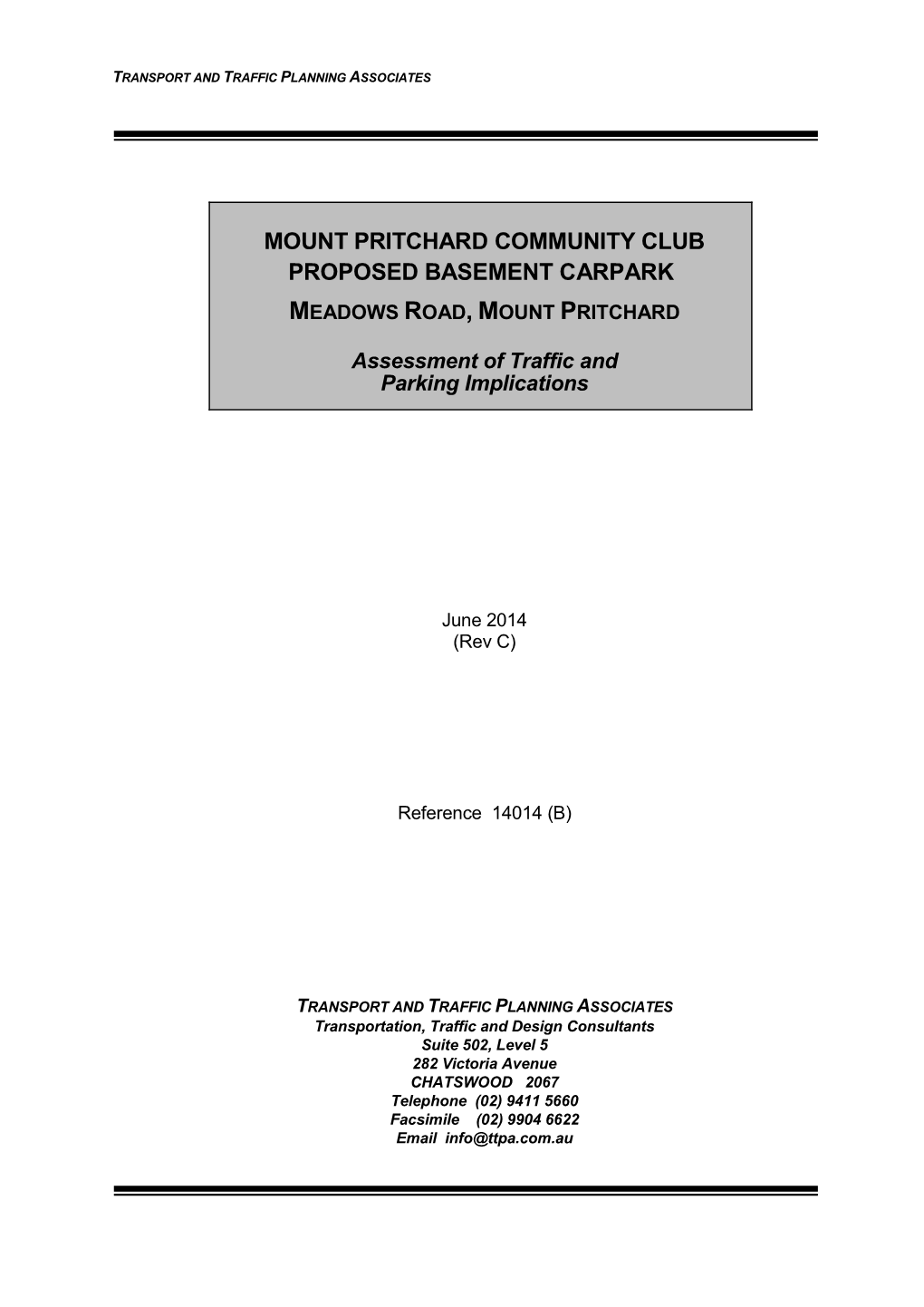 Mount Pritchard Community Club Proposed Basement Carpark Meadows Road, Mount Pritchard