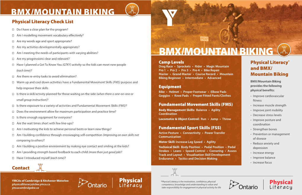 BMX/MOUNTAIN BIKING Physical Literacy Check List