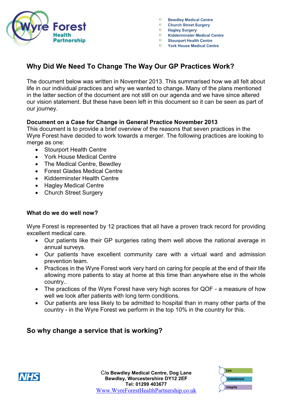 Why Did We Need to Change the Way Our GP Practices Work?