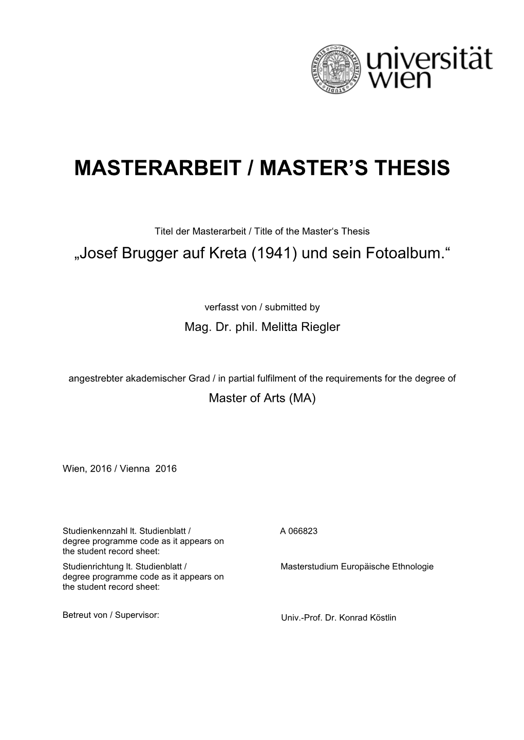 Masterarbeit / Master's Thesis