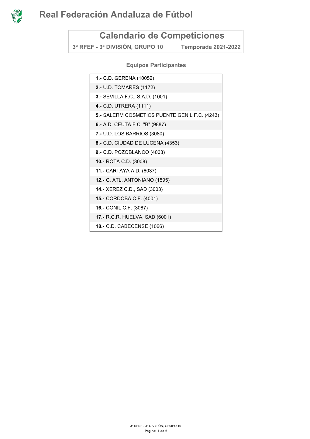 Calendario De Tercera RFEF 21/22