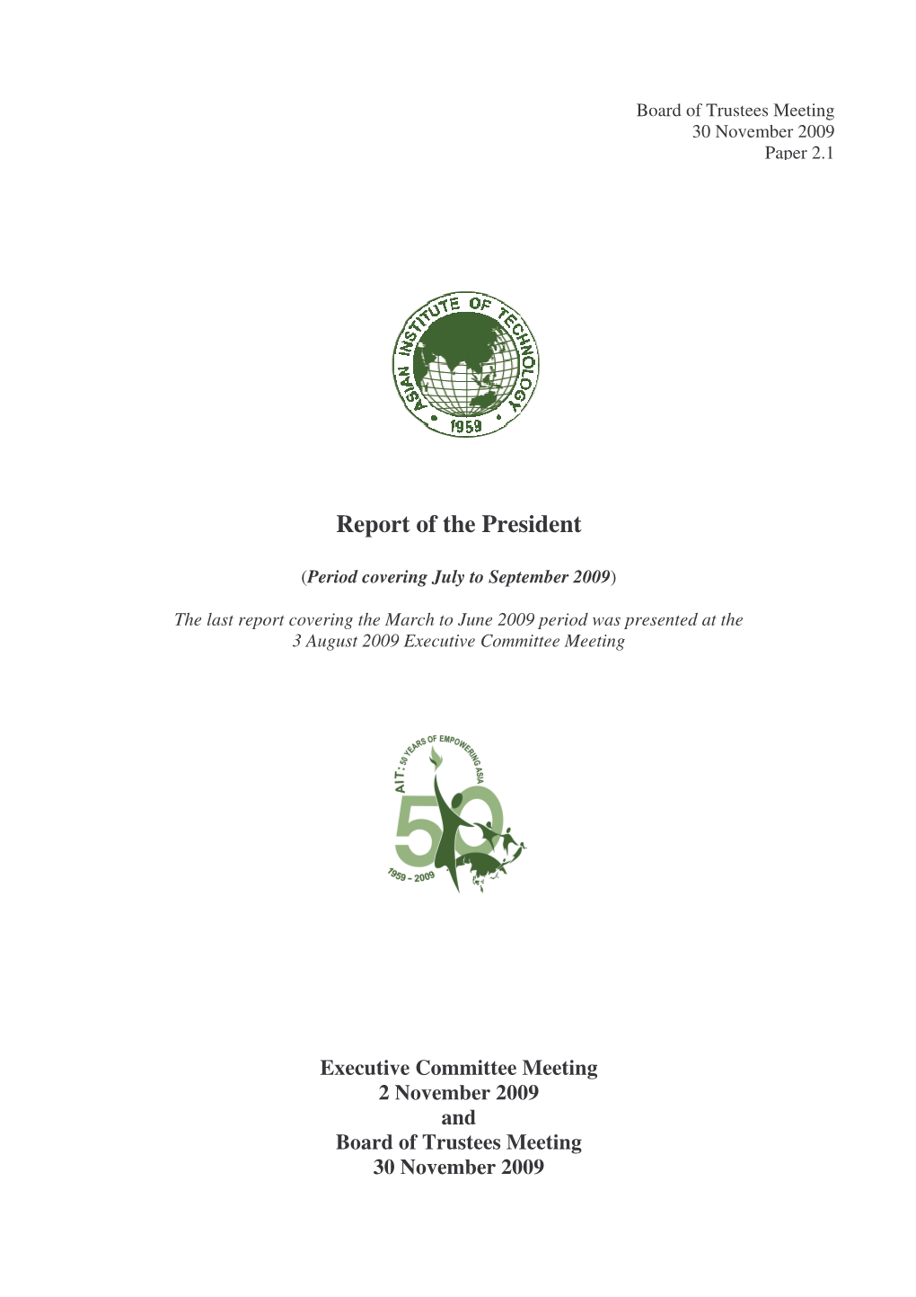 Paper 2.1 Report of AIT President