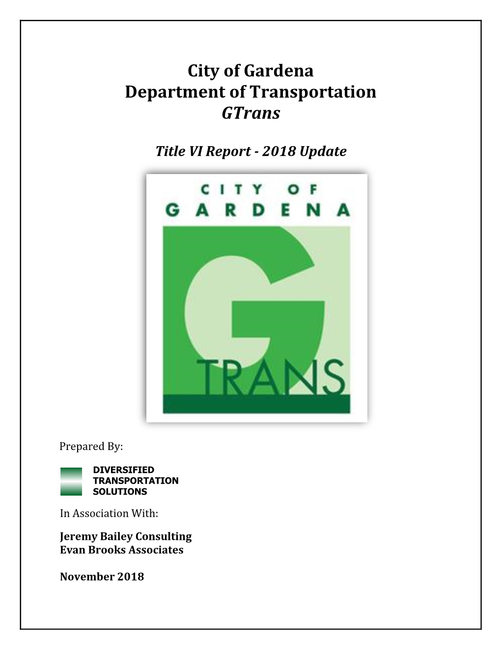 City of Gardena Department of Transportation Gtrans Title VI Report