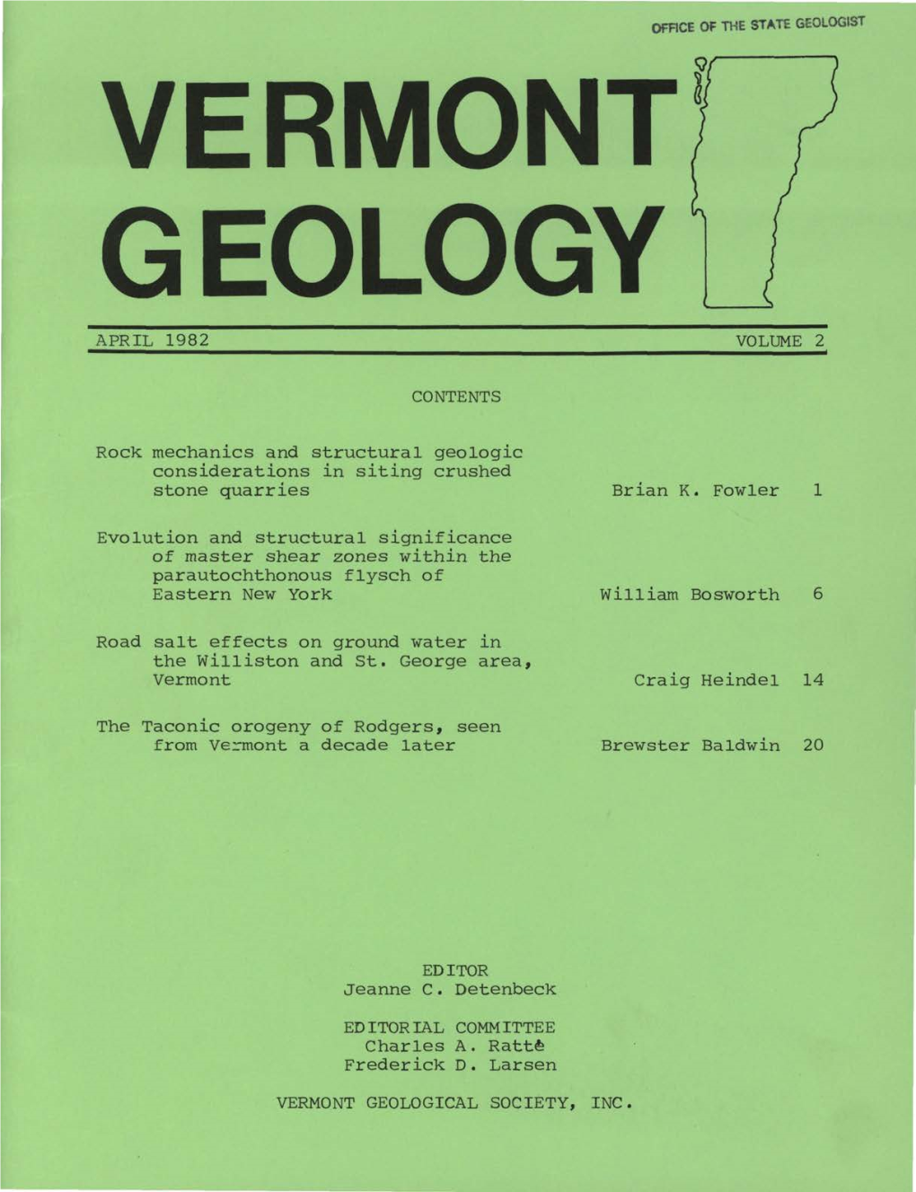 APRIL 1982 VOLUME 2 Co NTE NTS Rock Mechanics and Structural