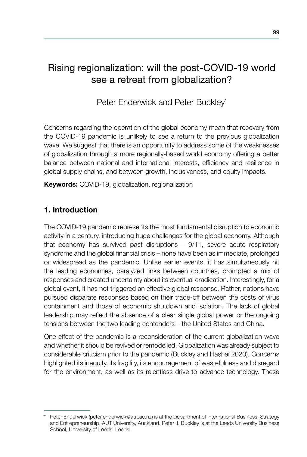 Will the Post-COVID-19 World See a Retreat from Globalization?