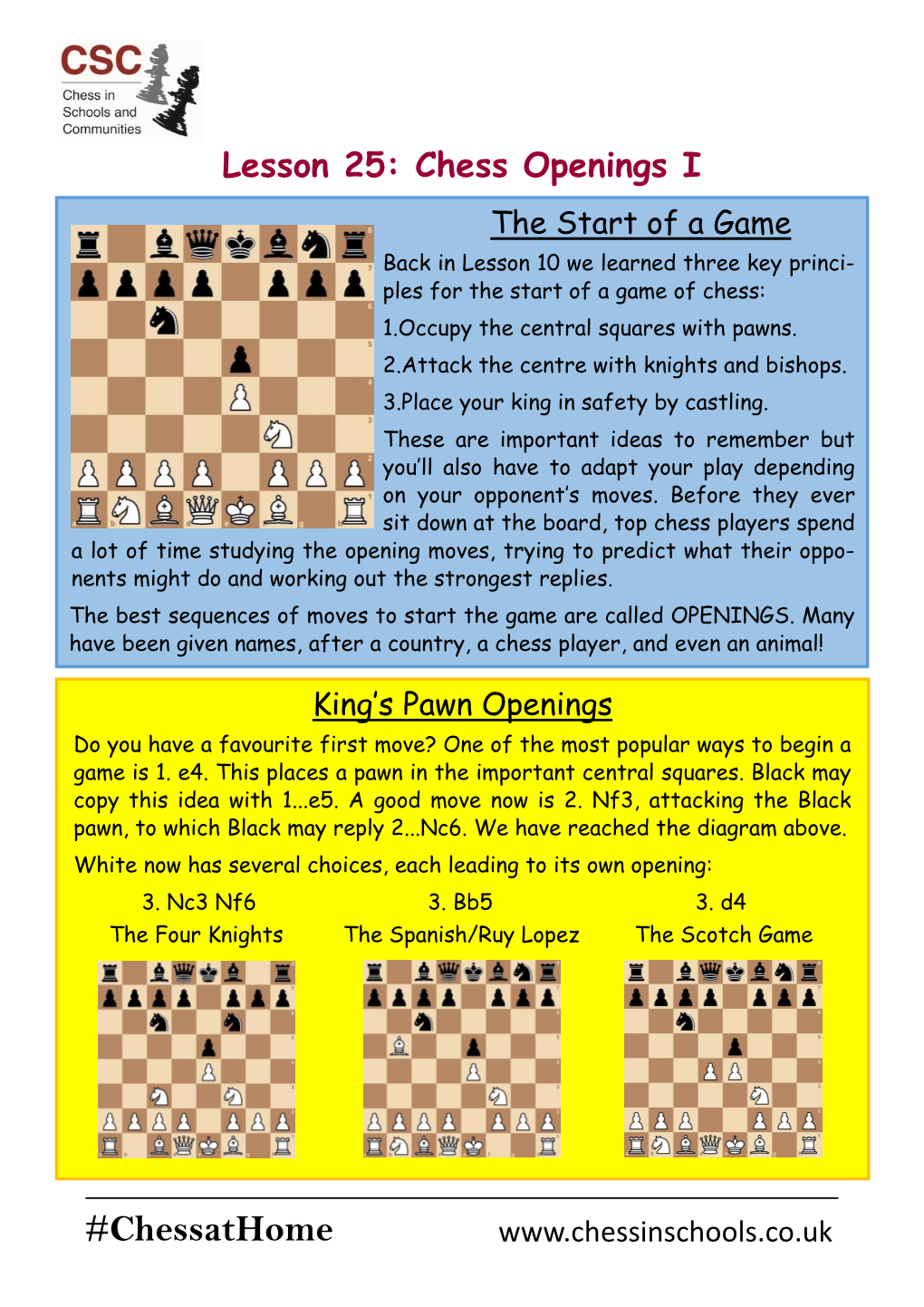 Lesson 25: Chess Openings I #Chessathome