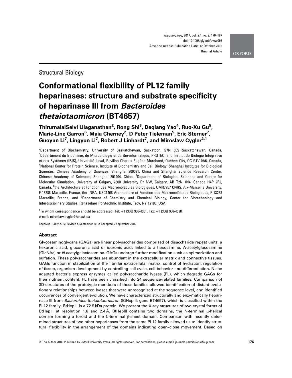 Structure and Substrate Specificity of Heparinase III from Bacteroides Th