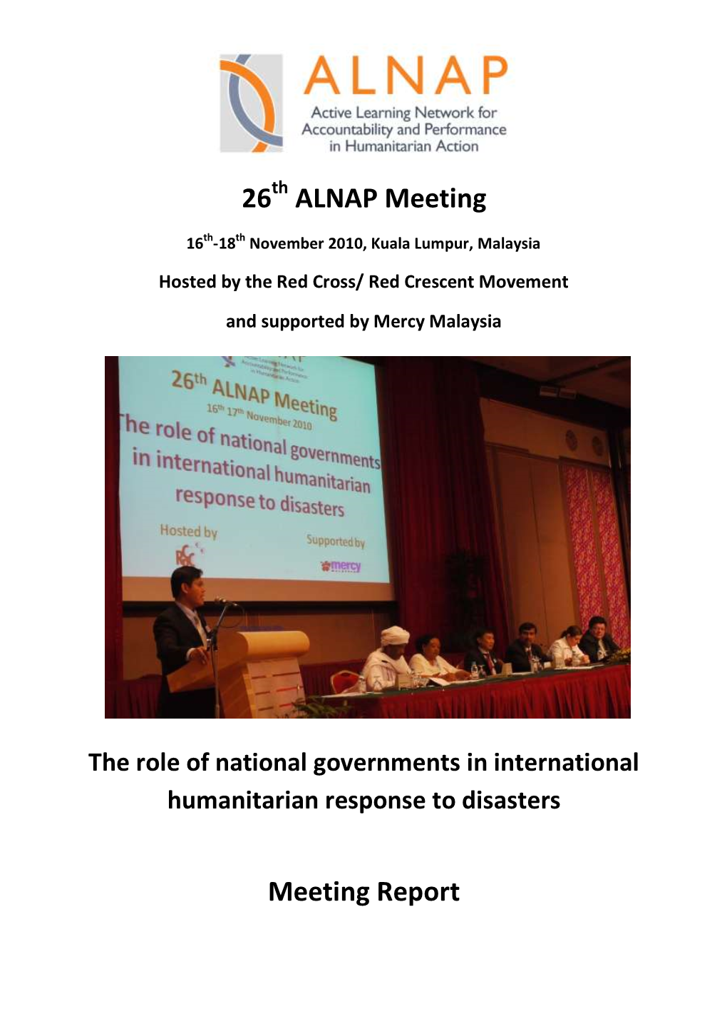 The Role of National Governments in International Humanitarian Response to Disasters