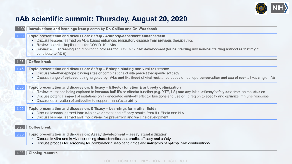 Nab Scientific Summit: Thursday, August 20, 2020