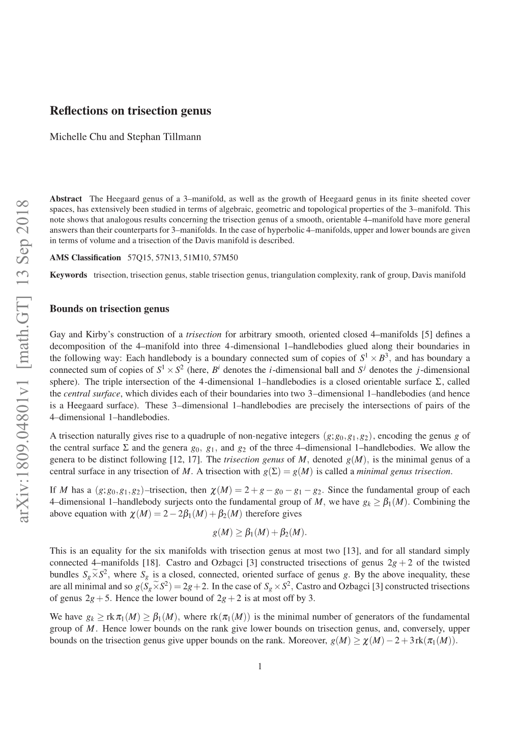 Reflections on Trisection Genus