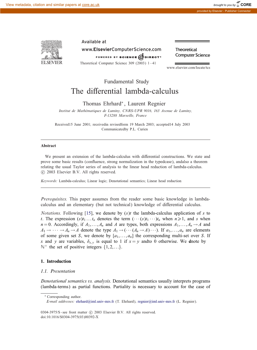 The Differential Lambda-Calculus