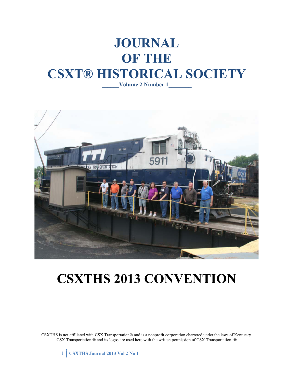 Journal of the Csxt® Historical Society Csxths