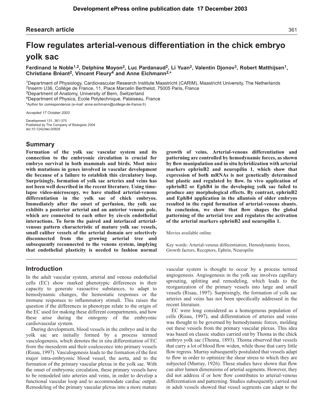 Flow Regulates Arterial-Venous Differentiation in the Chick Embryo