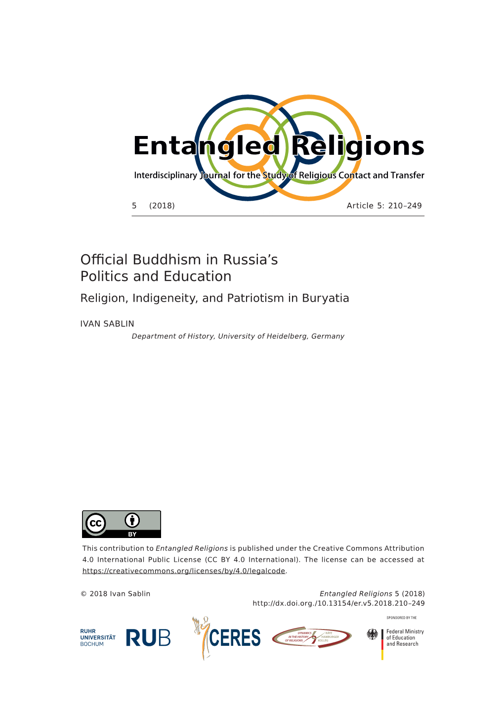 Official Buddhism in Russia's Politics and Education