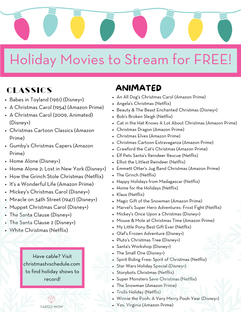 Holiday Movies to Stream for FREE!