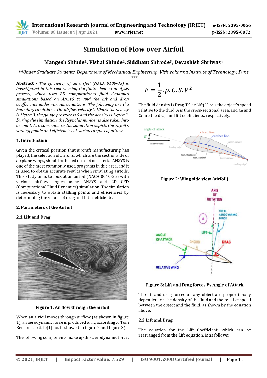 Simulation of Flow Over Airfoil