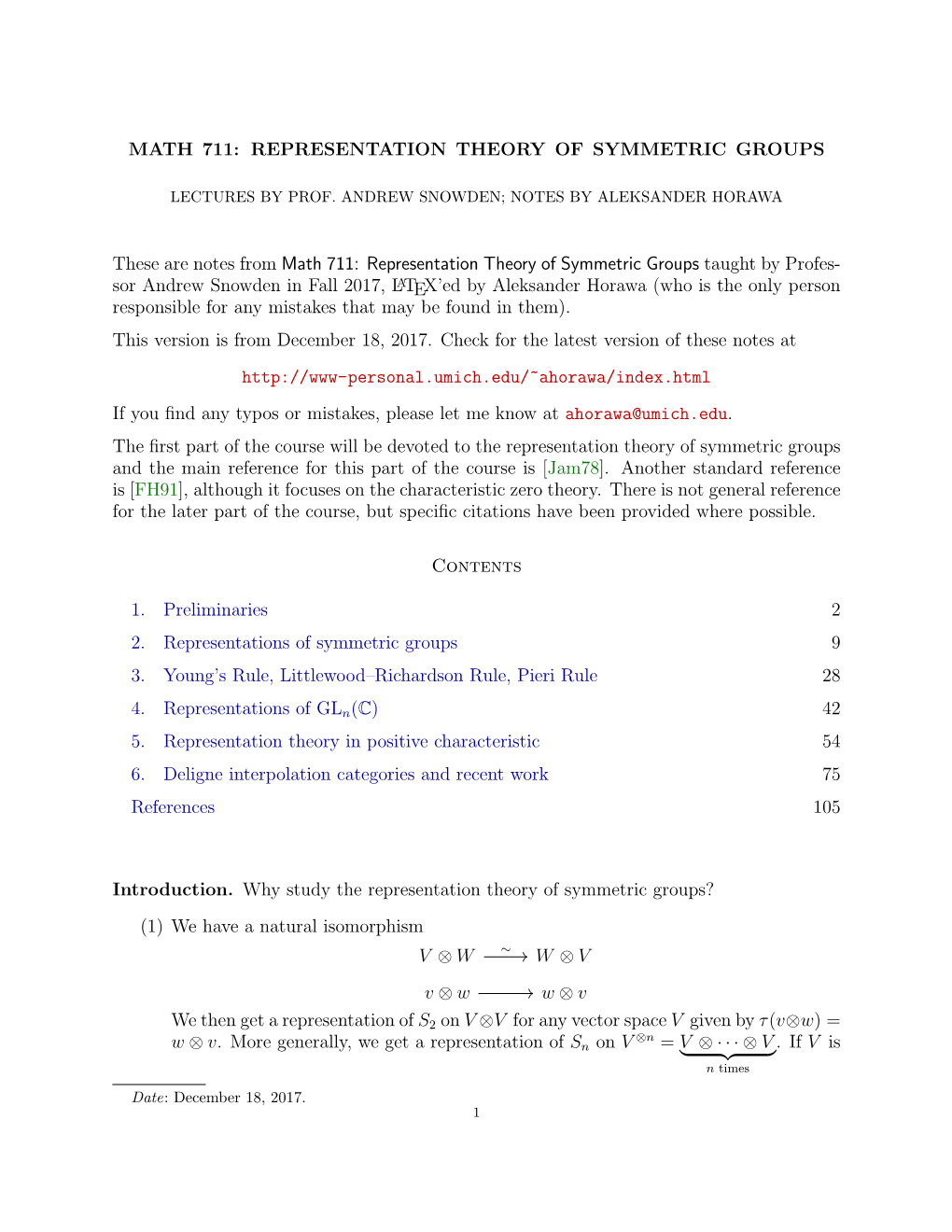 Representation Theory of Symmetric Groups