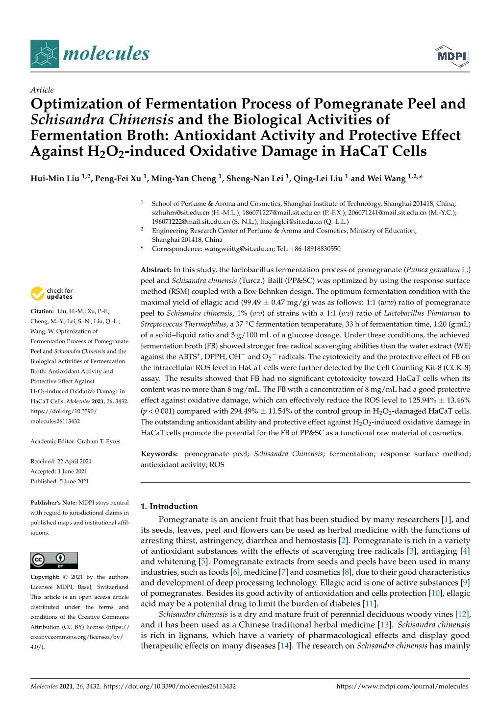 Optimization of Fermentation Process of Pomegranate Peel And