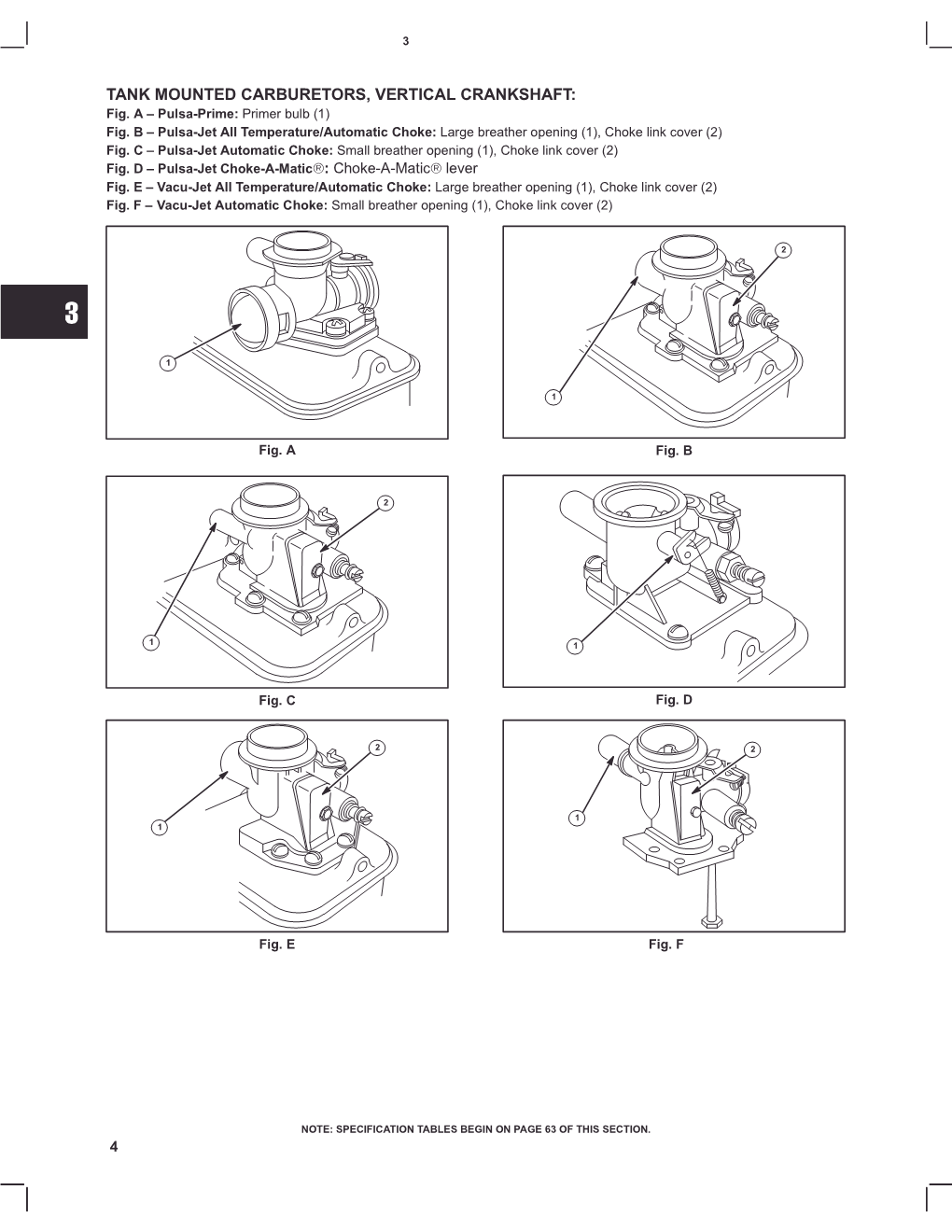 TANK MOUNTED CARBURETORS, VERTICAL CRANKSHAFT: Fig