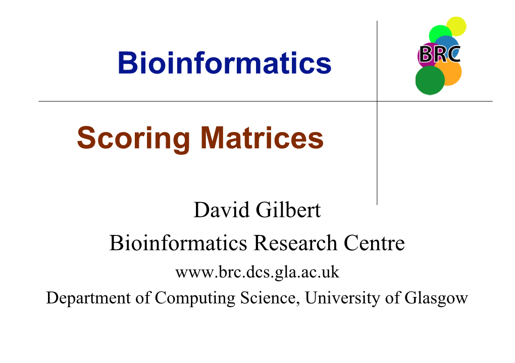 Bioinformatics Scoring Matrices