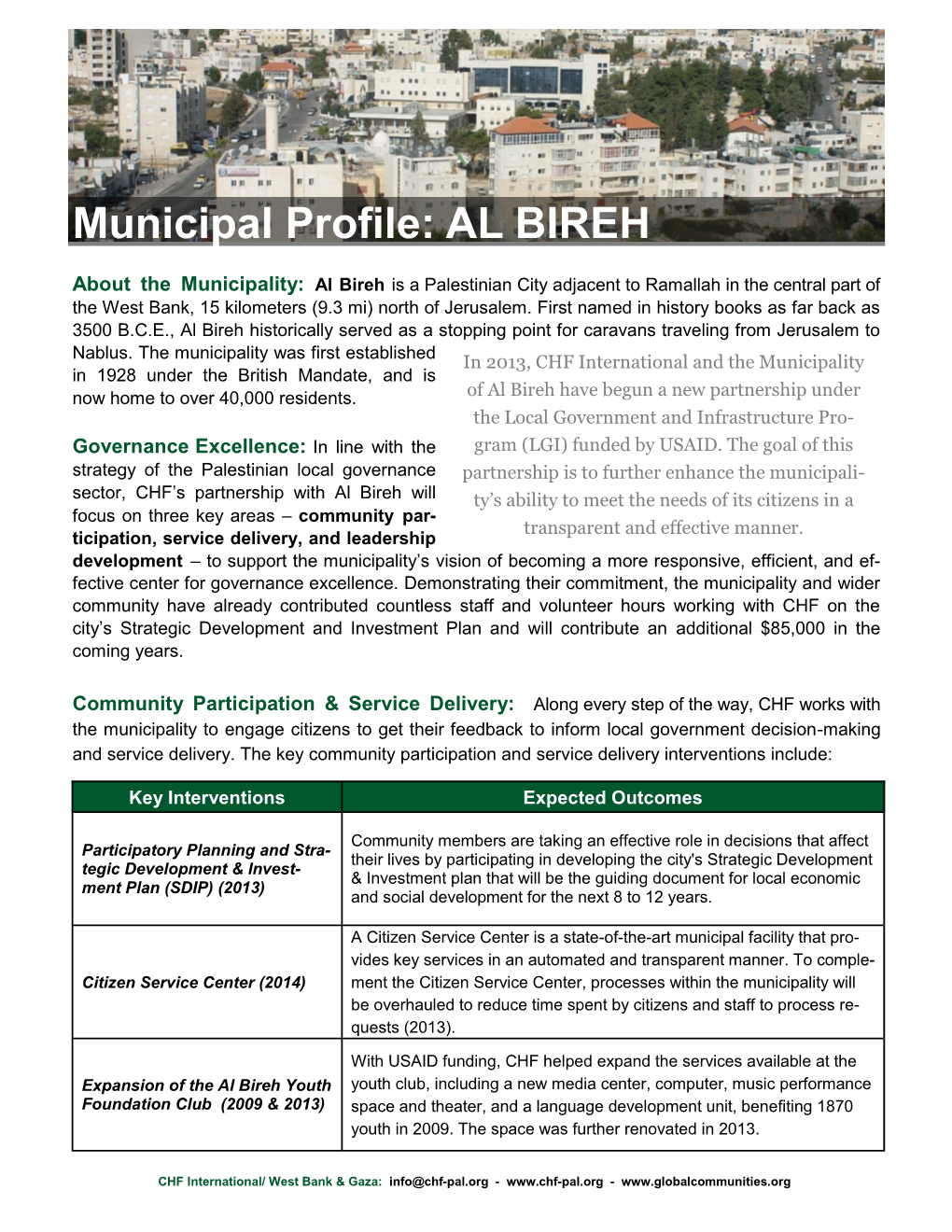 Municipal Profile: AL BIREH