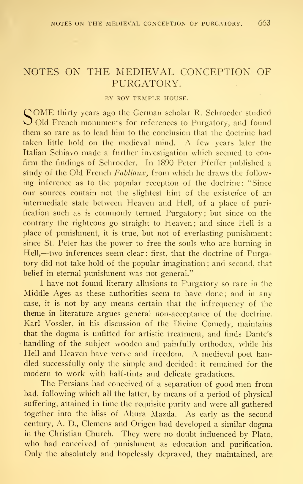 Notes on the Medieval Conception of Purgatory. 663