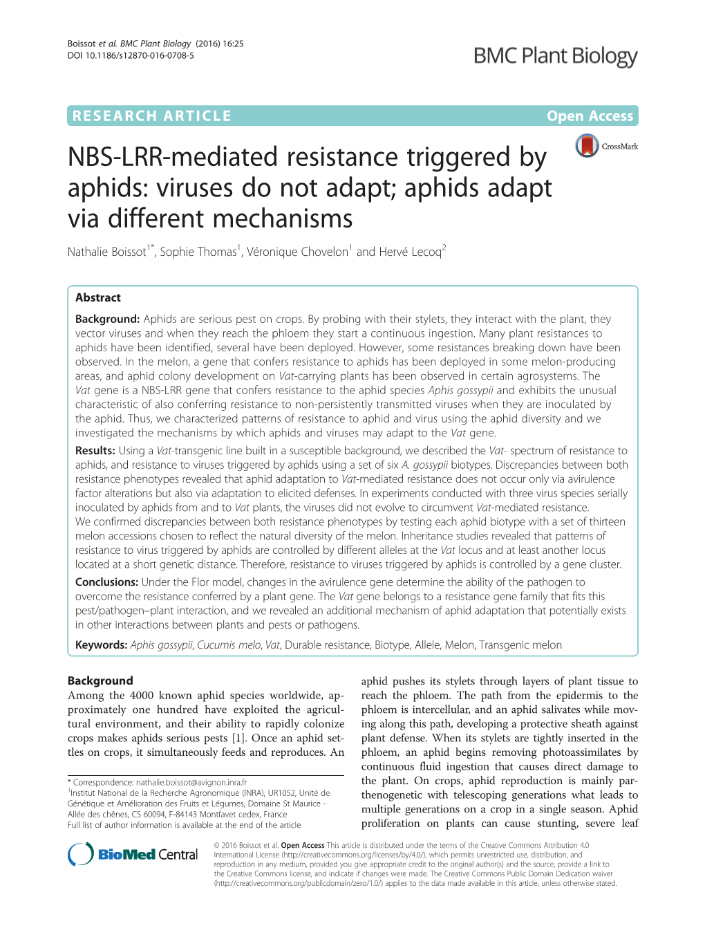 NBS-LRR-Mediated Resistance Triggered By