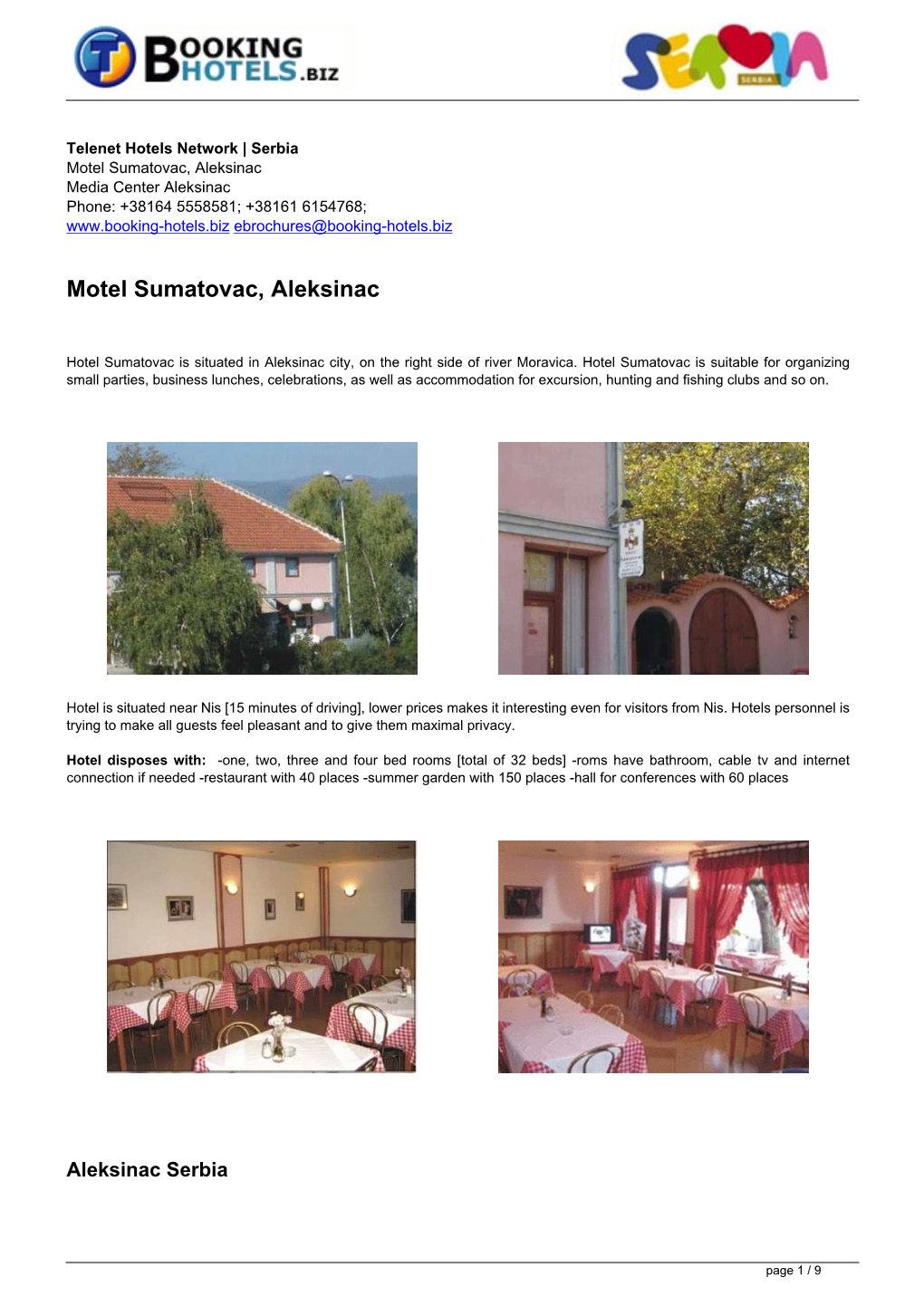 Hu Ebrochures 6320 | Motel Sumatovac, Aleksinac