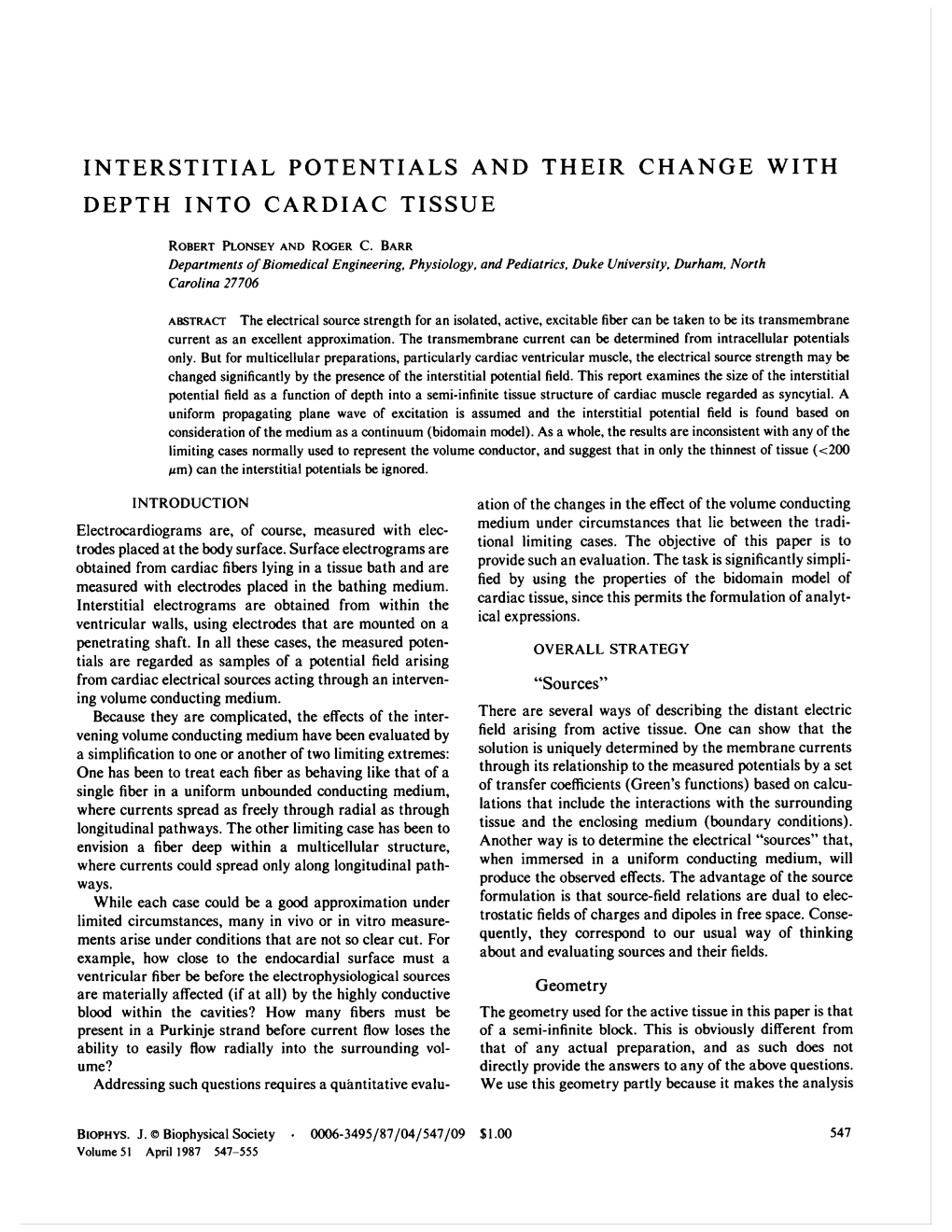 Interstitial Potentials and Their Change with Depth Into Cardiac Tissue