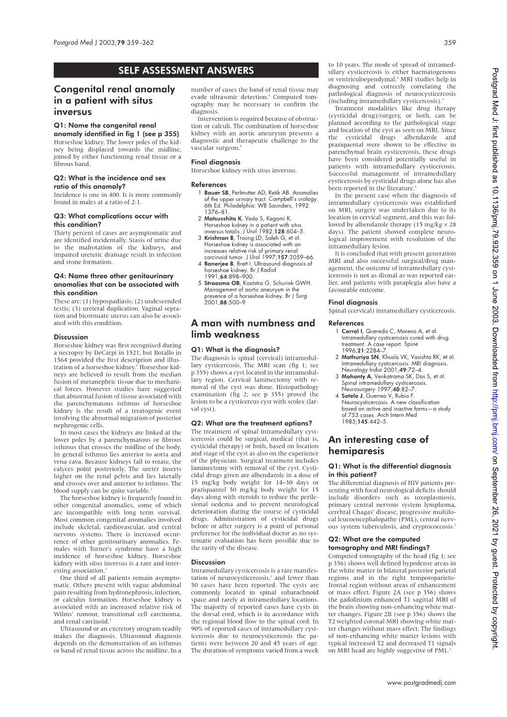 SELF ASSESSMENT ANSWERS Congenital Renal Anomaly in A