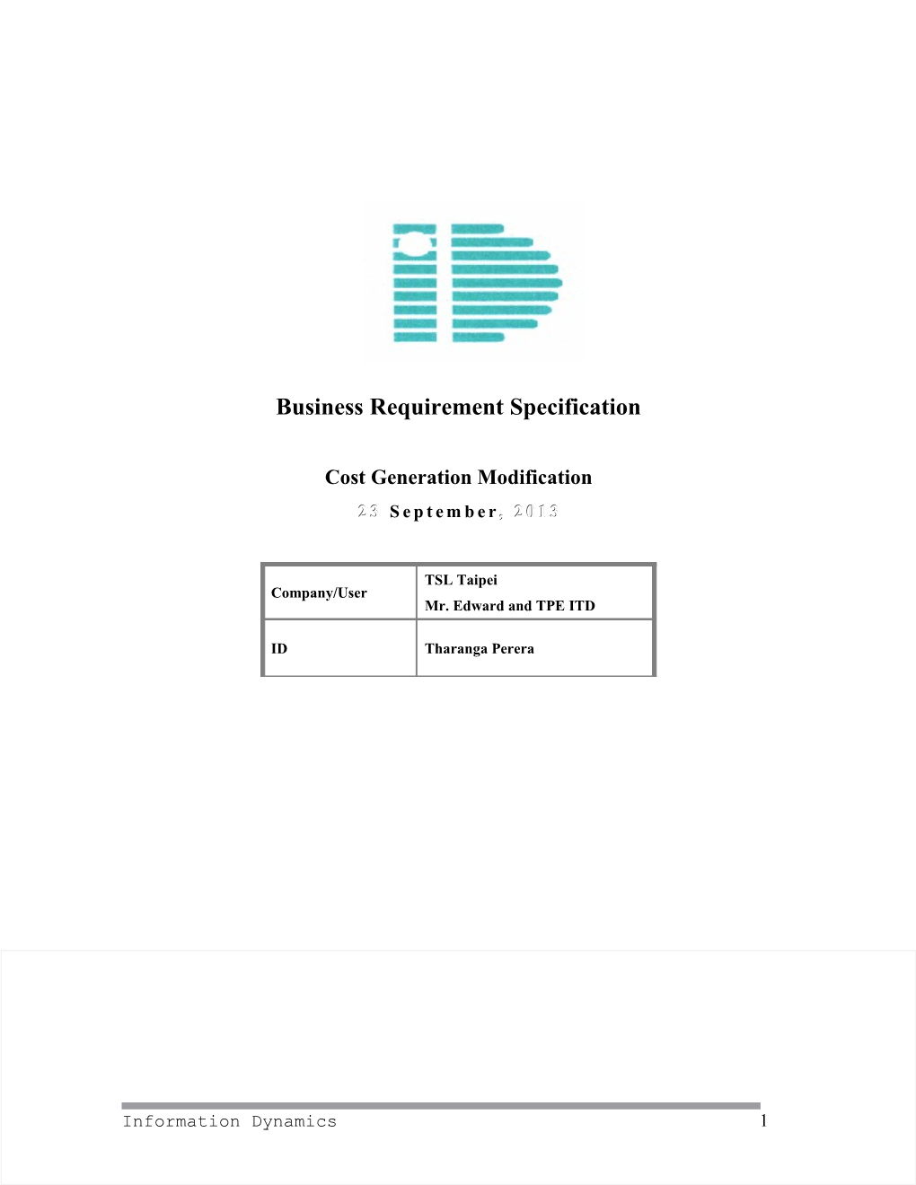 Business Requirement Specification