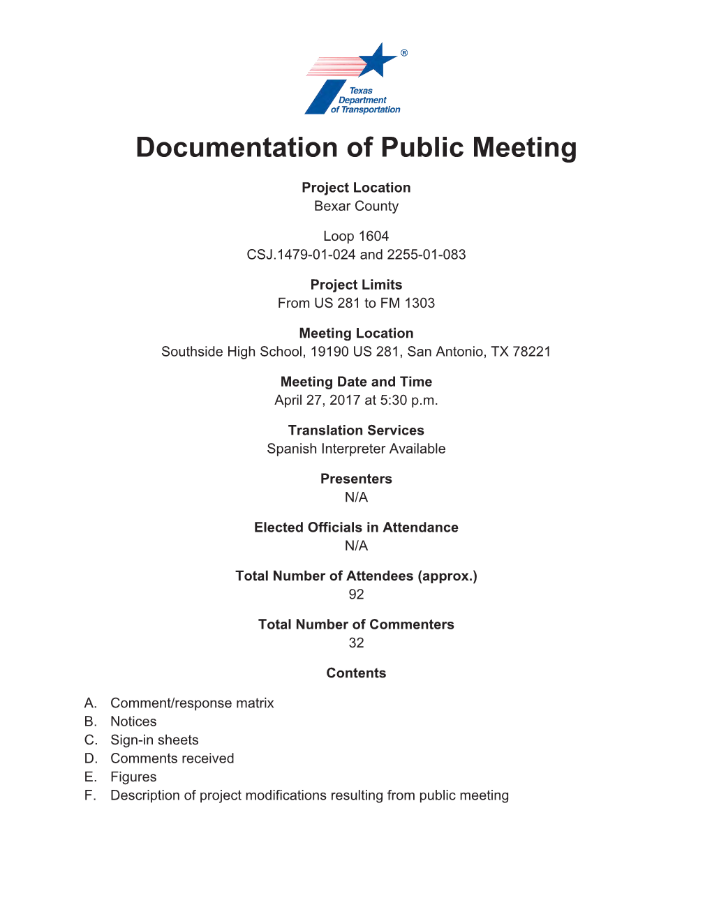 Public Meeting Summary