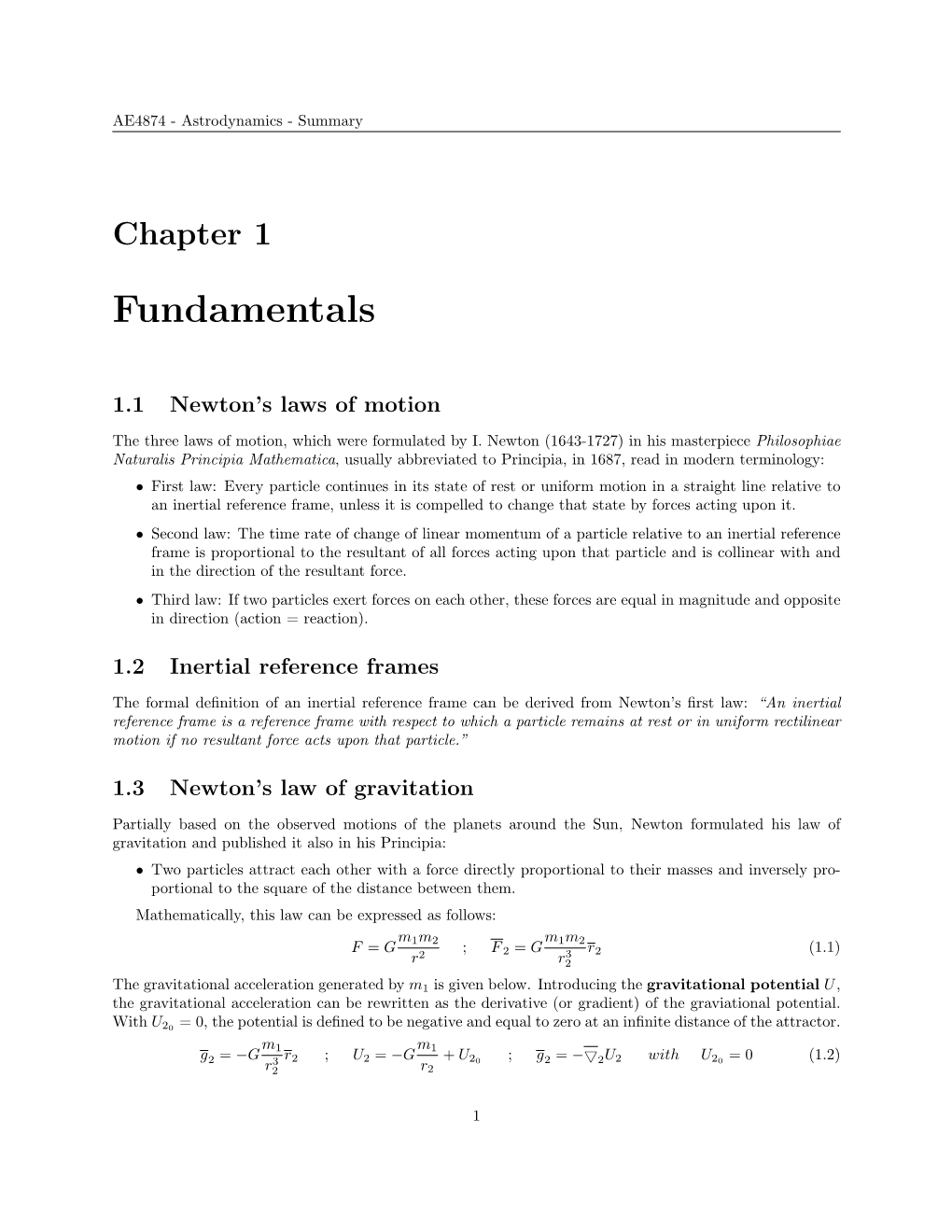 Astrodynamics Summary