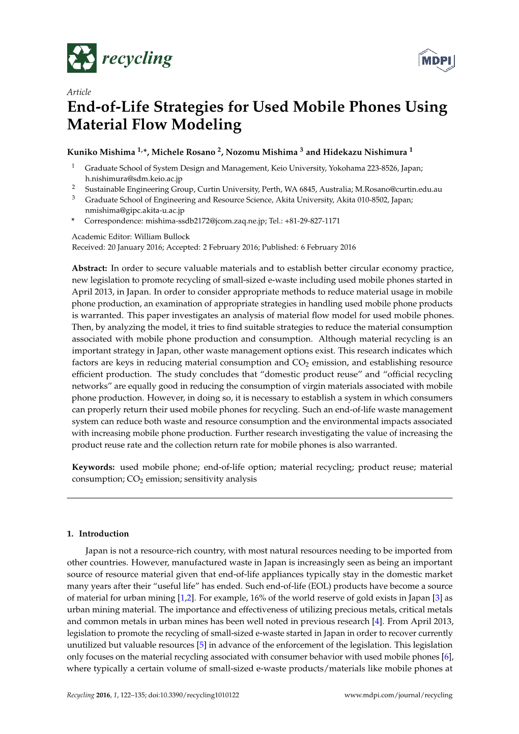 End-Of-Life Strategies for Used Mobile Phones Using Material Flow Modeling