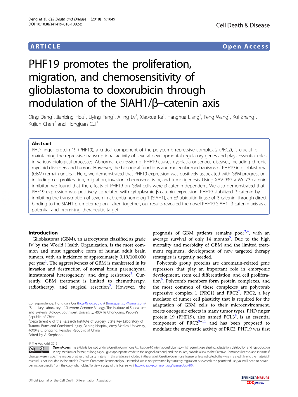 PHF19 Promotes the Proliferation, Migration, and Chemosensitivity Of