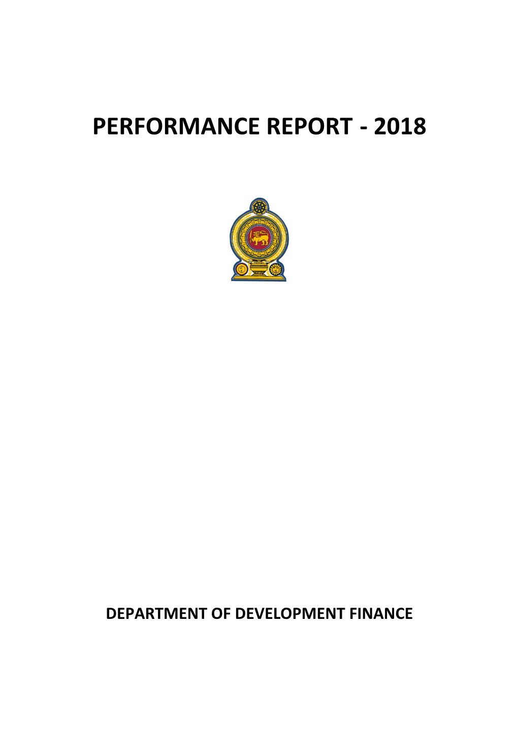 Performance Report of the Department of Development Finance for the Year 2018
