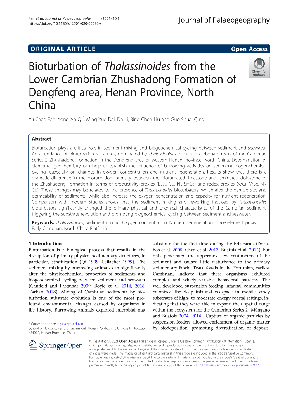 Bioturbation of Thalassinoides from the Lower Cambrian Zhushadong