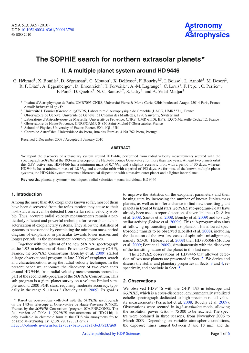 The SOPHIE Search for Northern Extrasolar Planets*